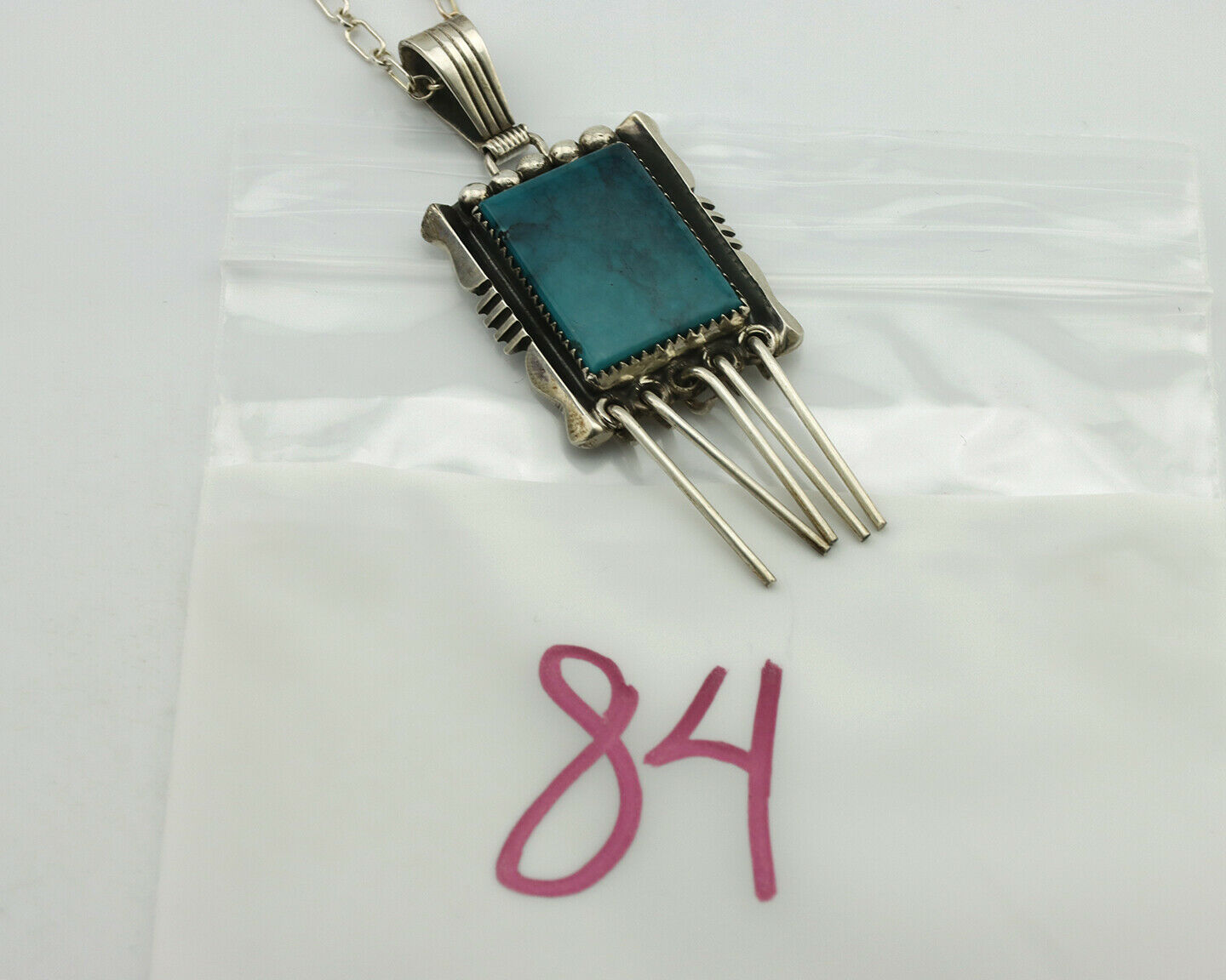 Navajo Necklace .925 Silver Blue Turquoise Native American C.80's