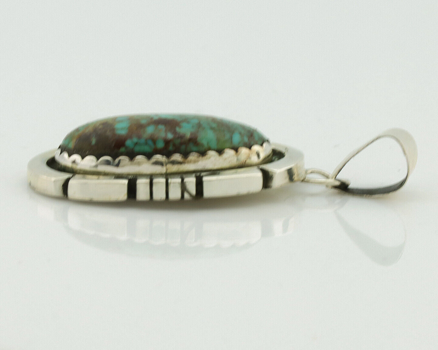 Navajo Necklace .925 Silver Arizona Turquoise Signed Jon McCray C.1980's