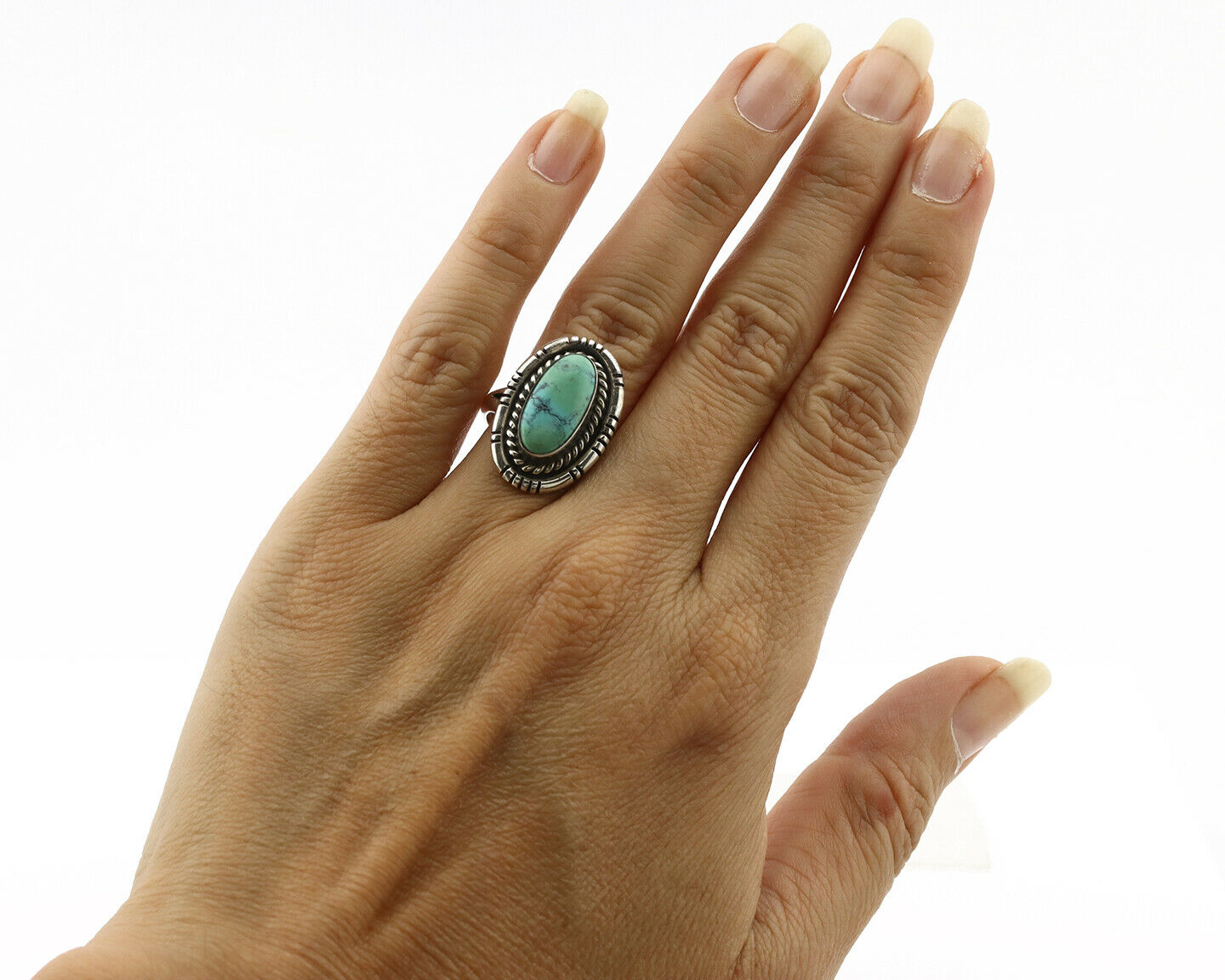 Navajo Ring .925 Silver Arizona Turquoise Native American Artist Handmade C.80's