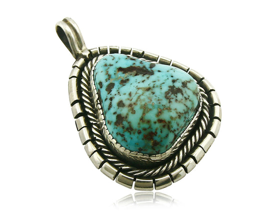 Navajo Pendant .925 Silver Kingman Turquoise Signed Artist Yazzie C.80's