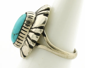 Navajo Ring .925 Silver Natural Mined Turquoise Artist Signed M Montoya C.80's