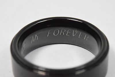 Black Tungsten 8mm Wedding Band With You Are My Forever Engraved Inside 14.4G