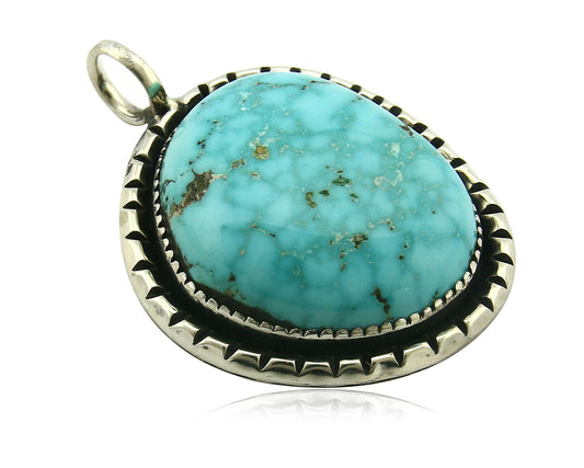 Navajo Pendant .925 Silver Kingman Turquoise Signed Artist Yazzie C.80's