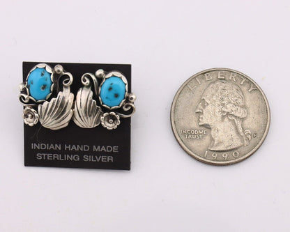 Navajo Earrings 925 Silver Blue South West Turquoise Native American Artist C90s