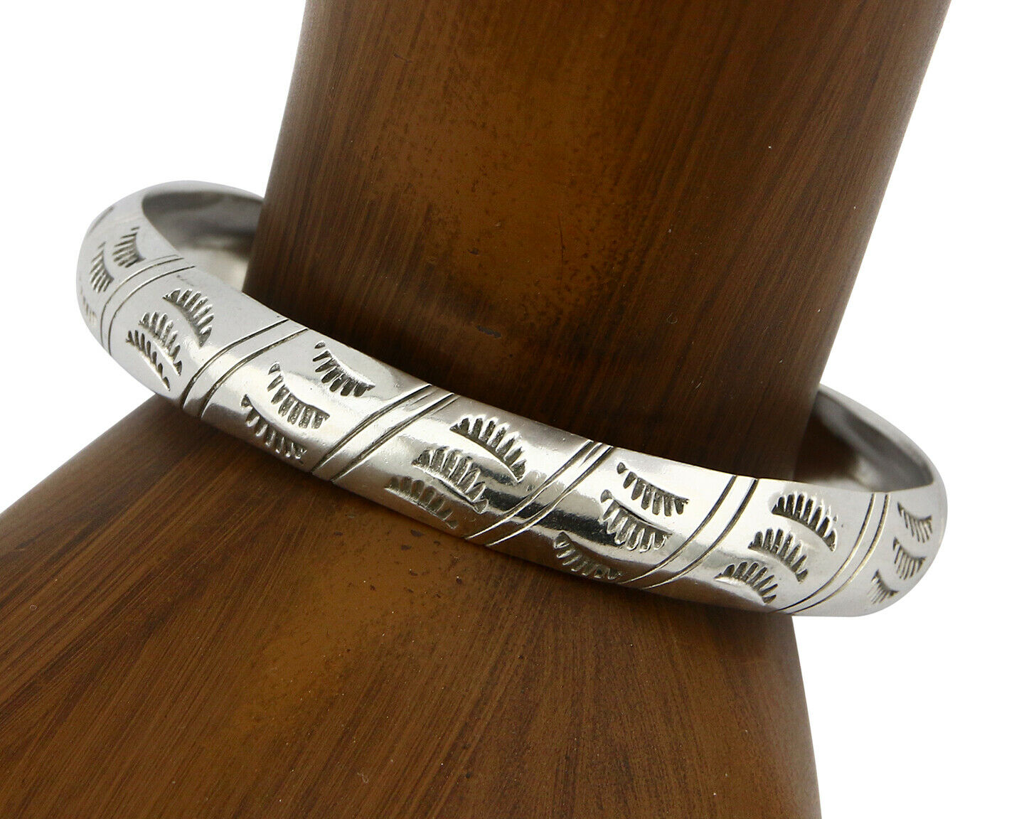 Navajo Bracelet SOLID .925 Silver Hand Stamped Signed Tract C.80's