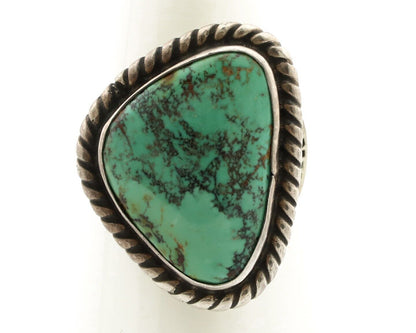 Navajo Handmade Ring 925 Silver Spiderweb Turquoise Signed Native Artist C.80's