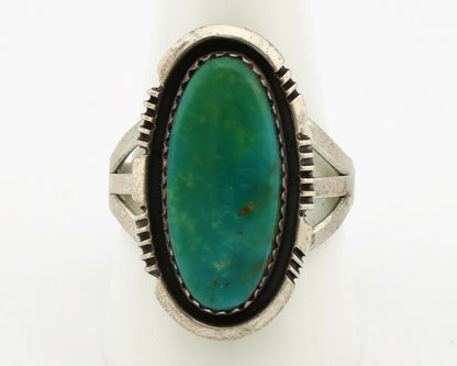 Navajo Ring .925 Silver Aqua Turquoise Native American Artist C.1980's
