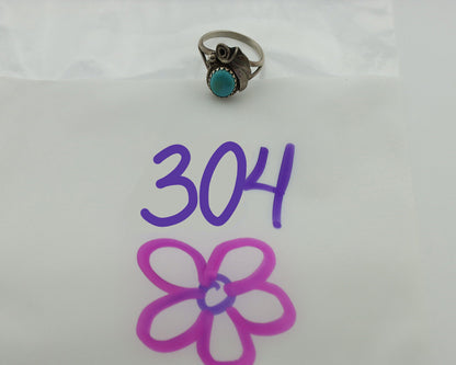 Navajo Ring .925 Silver Kingman Turquoise Native American Artist C.80's