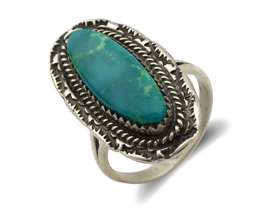 Navajo Ring 925 Silver Natural Blue Turquoise Native American Artist C.1980's