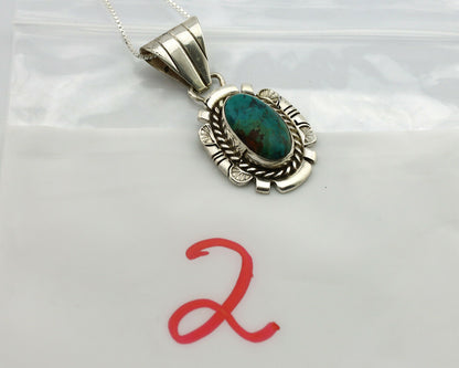 Navajo Necklace .925 Silver Blue Turquoise Signed AE C.1980's