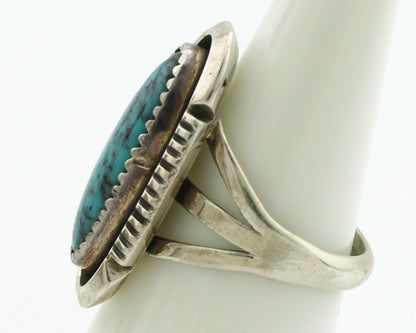 Navajo Ring .925 Silver Spiderweb Turquoise Artist Signed B C.1980's