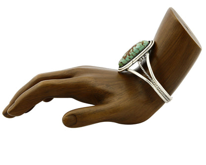 Women's Navajo Turquoise Bracelet .925 Silver Handmade Shadowbox Cuff