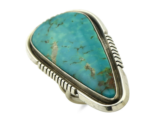 Navajo Ring .925 Silver Kingman Turquoise Signed Doug Zachary C.80's