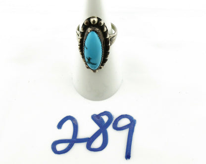 Navajo Ring .925 Silver Natural Blue Turquoise Artist Signed SC C.80's