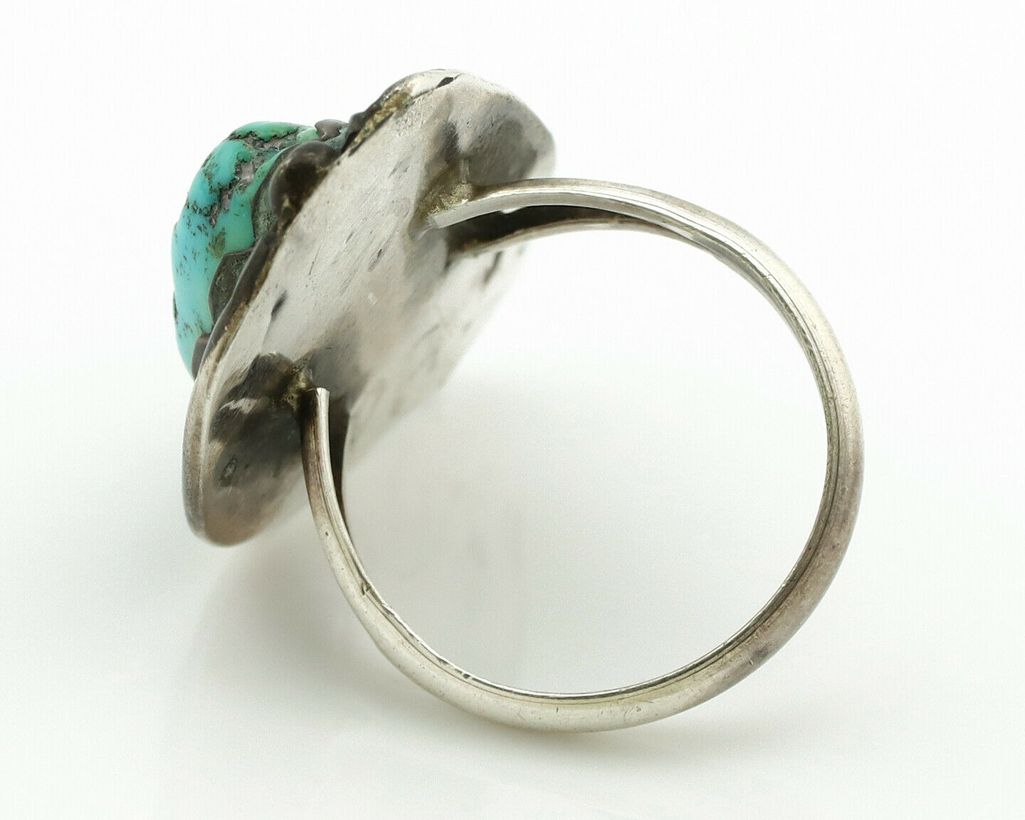 Navajo Ring .925 Silver Blue Turquoise Native American Artist C.80's