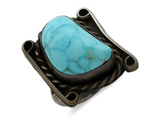 Navajo Ring 925 Silver Blue Spiderweb Turquoise Native American Artist C.80's