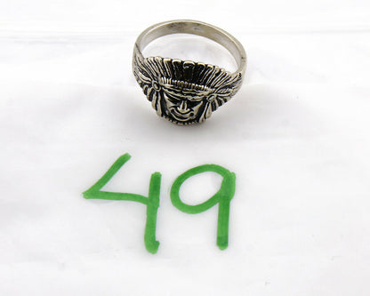 Navajo Warrior Chief Ring .925 Silver Artist Signed Wheeler C.80's Size 12