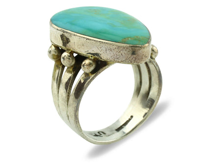 Navajo Ring .925 Silver Kingman Turquoise Artist Signed UT C.1980's
