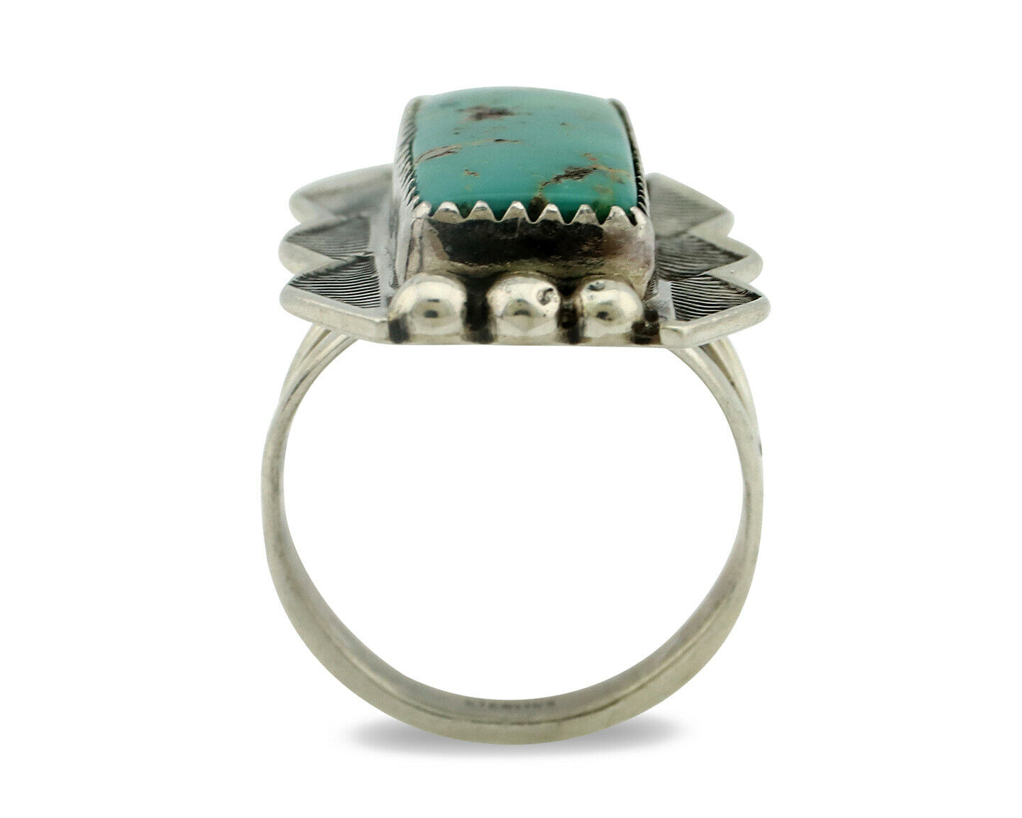 Navajo Ring .925 Silver Natural Aqua Turquoise Artist Signed S C.80's