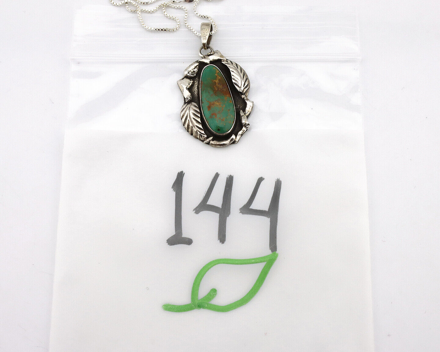 Navajo Necklace 925 Silver Kingman Turquoise Native Artist Signed C.80's