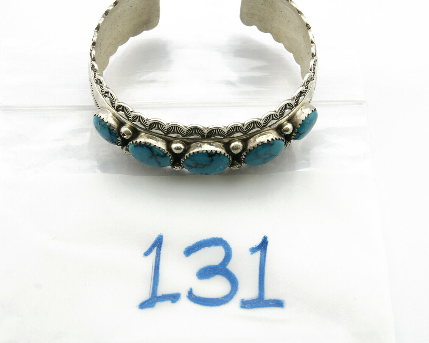 Navajo Bracelet .925 Silver Spiderweb Turquoise Artist Denetdale Circa 80's