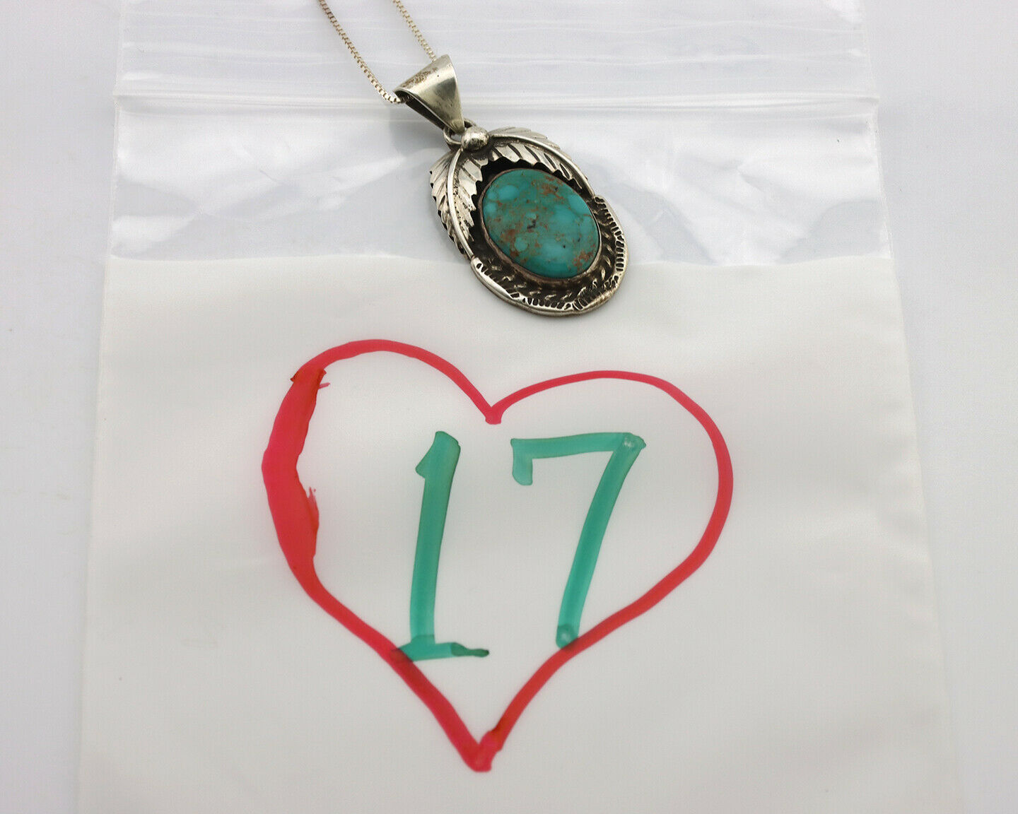 Navajo Necklace .925 Silver Kingman Turquoise Signed Artist C.80's