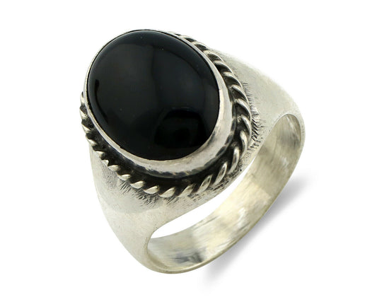 Navajo Ring .925 Silver Handmade Black Onyx Native American Artist C.80's