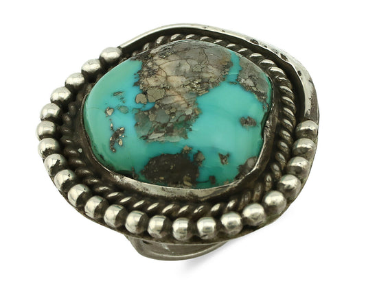 Navajo Ring .925 Silver Morenci Turquoise Native American Artist C.80's