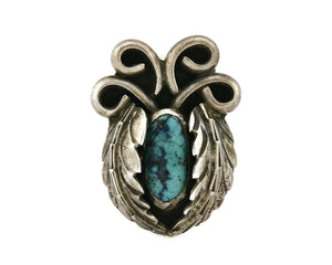 Navajo Turquoise Ring .925 Silver Turquoise Handmade Old Pawn C.65