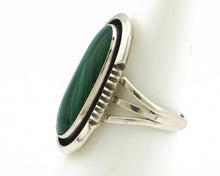Navajo Ring 925 Silver Natural Malachite Artist Signed William Denetdale C80s