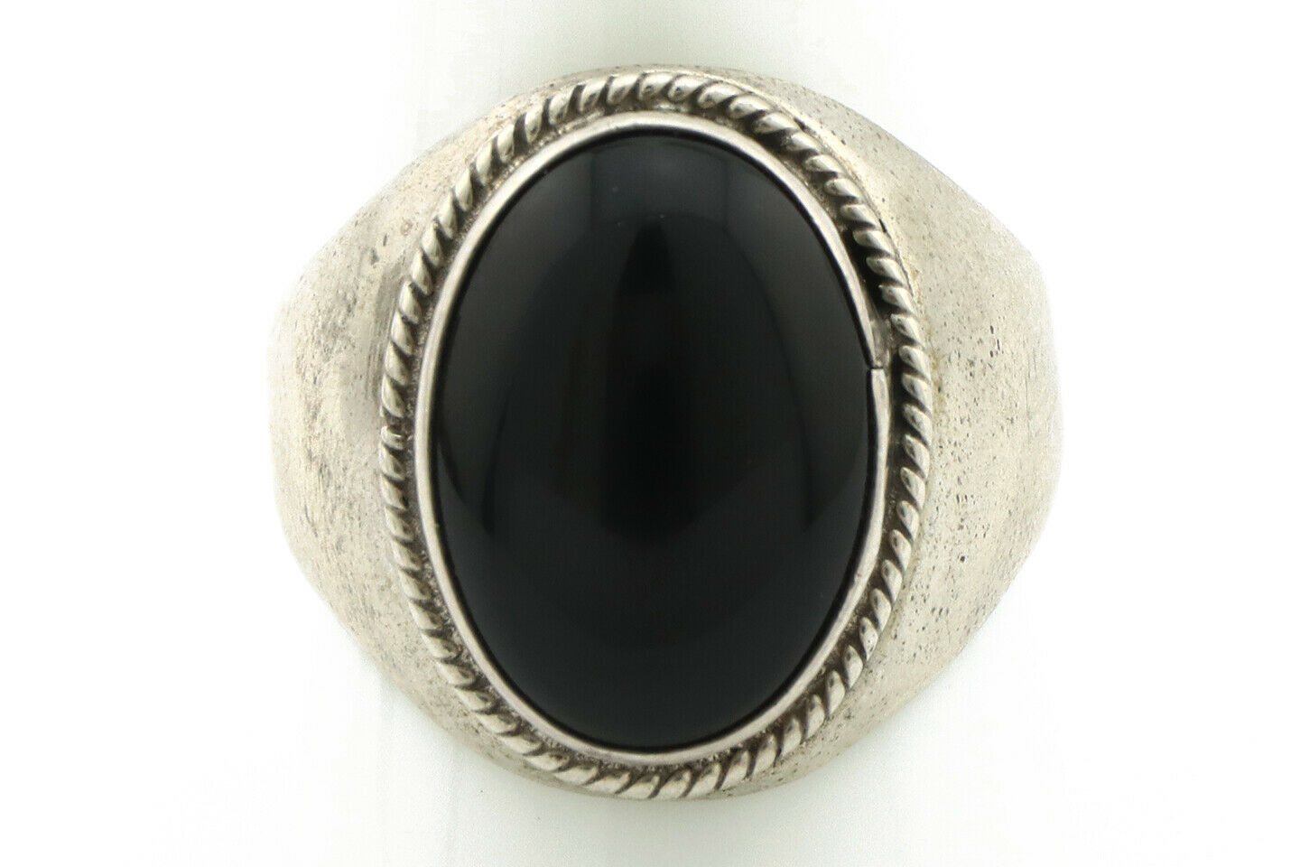 Navajo Ring .925 Silver Black Onyx Native American Artist C.80's