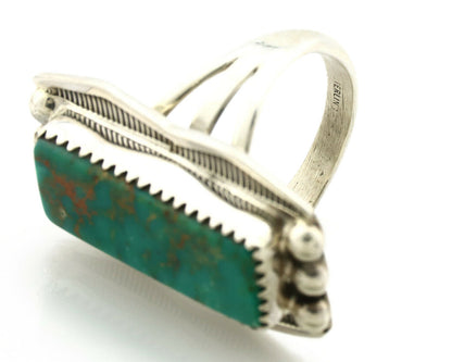 Navajo Ring .925 Silver Natural Aqua Turquoise Signed Apache C.80's