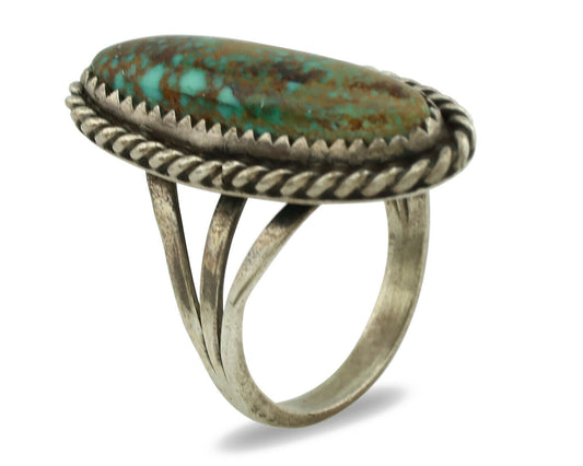 Navajo Ring .925 Silver Kingman Spiderweb Turquoise Native Artist C.1980's