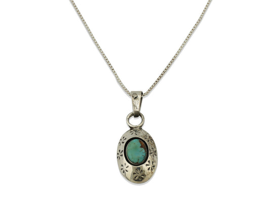 Navajo Pendant .925 Silver Turquoise Native American C.80's