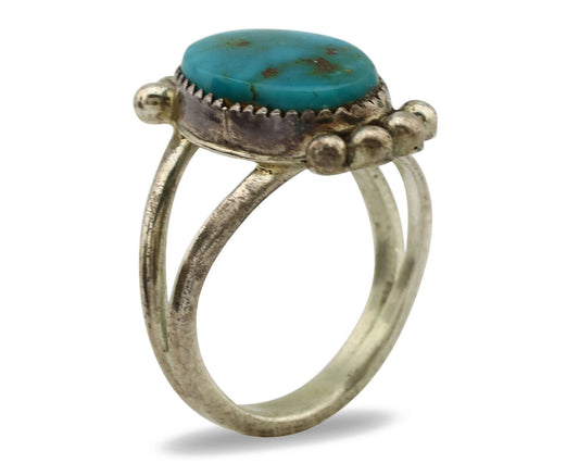 Navajo Ring .925 Silver Nevada Turquoise Artist Native American C.1980's