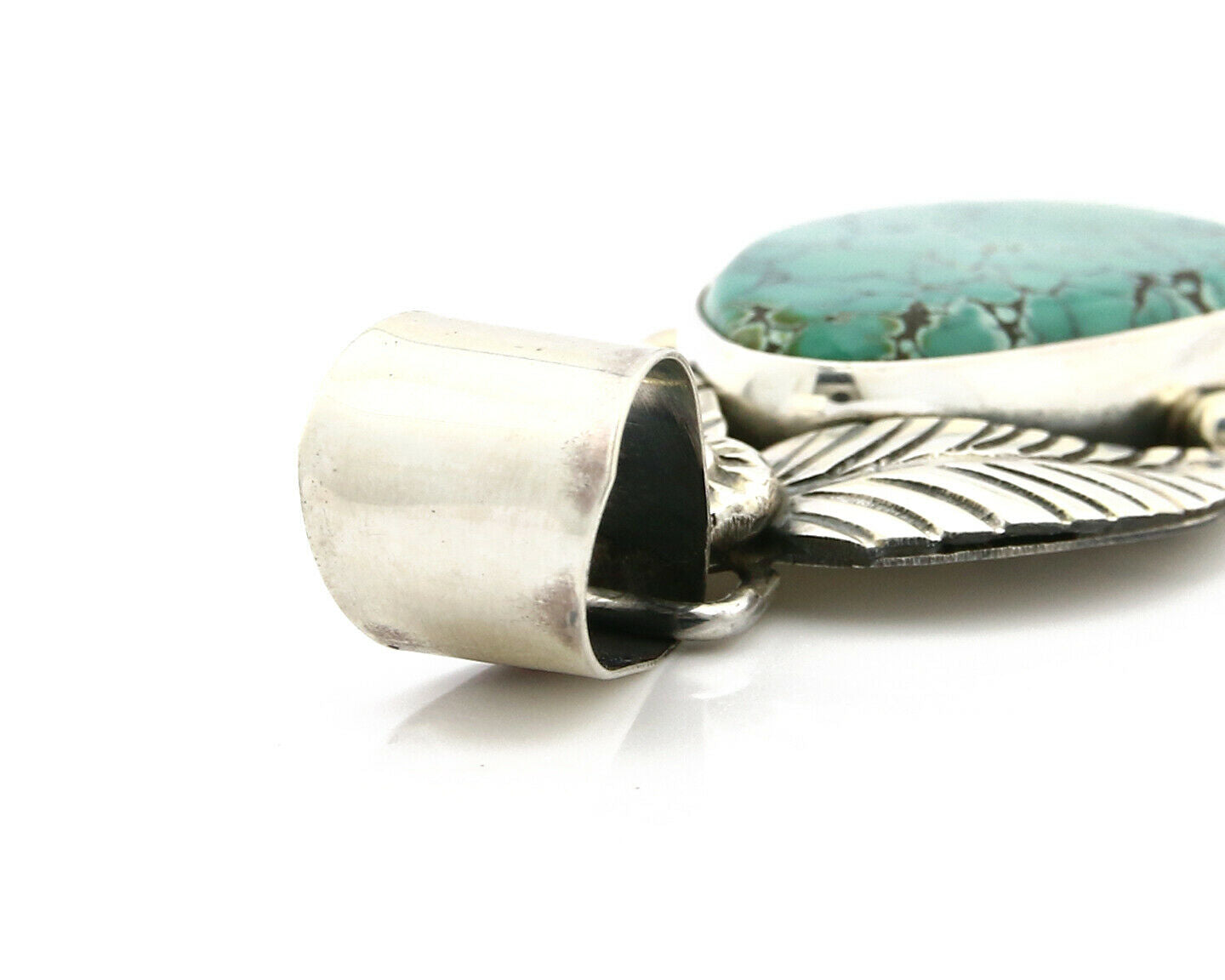 Navajo Pendant .925 Silver Spiderweb Turquoise Native American C.80's