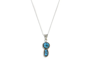 Navajo Necklace .925 Silver Morenci Turquoise Signed Artist Tony Guerro C.80's