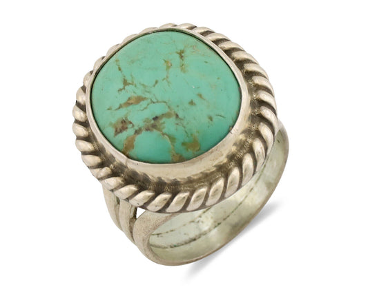 Navajo Ring .925 Silver Natural Kingman Turquoise Native American Artist C.1980s
