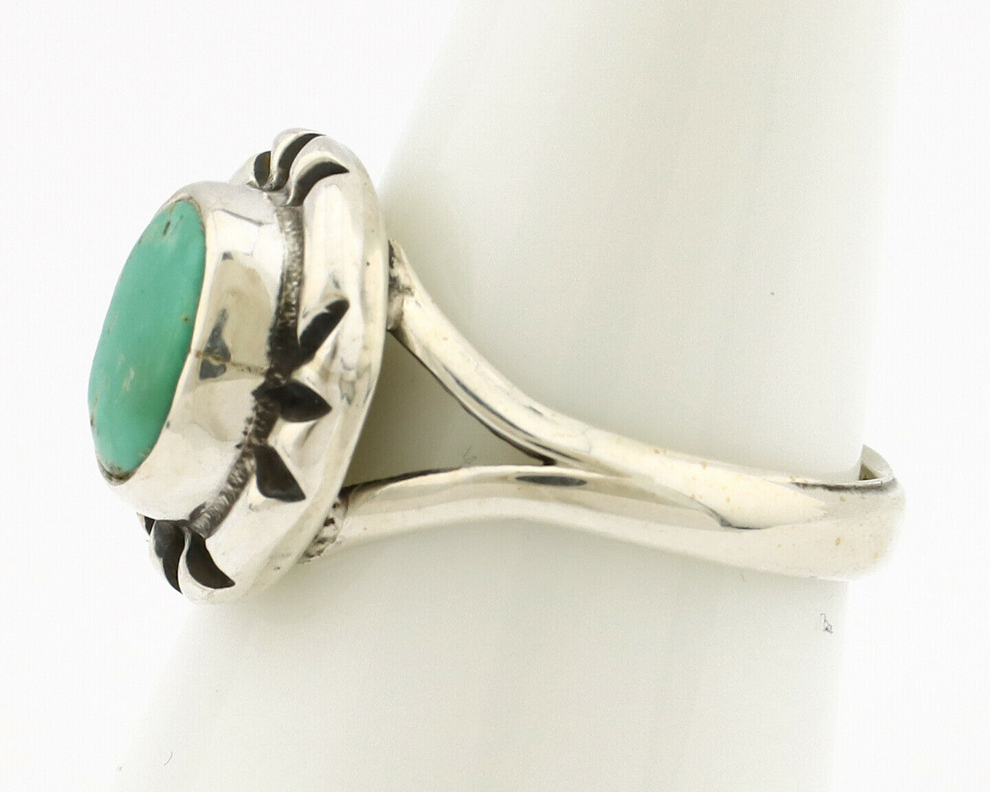 Navajo Ring .925 Silver Kingman Turquoise Artist Signed Gecko C.90's