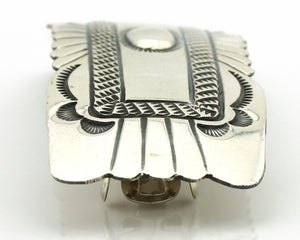 Navajo Hair Clip Barrette .925 Silver Hand Stamped Artist Signed Harold Tom C80s