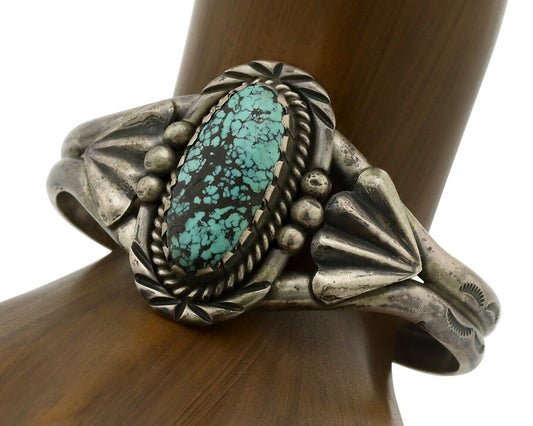 Women's Navajo Bracelet .925 Silver Turpens Pawn Vault Spiderweb Turquoise C80's