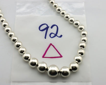 Navajo Graduated Bead Necklace 925 Silver Hand Stamped 6mm - 16mm Artist Signed