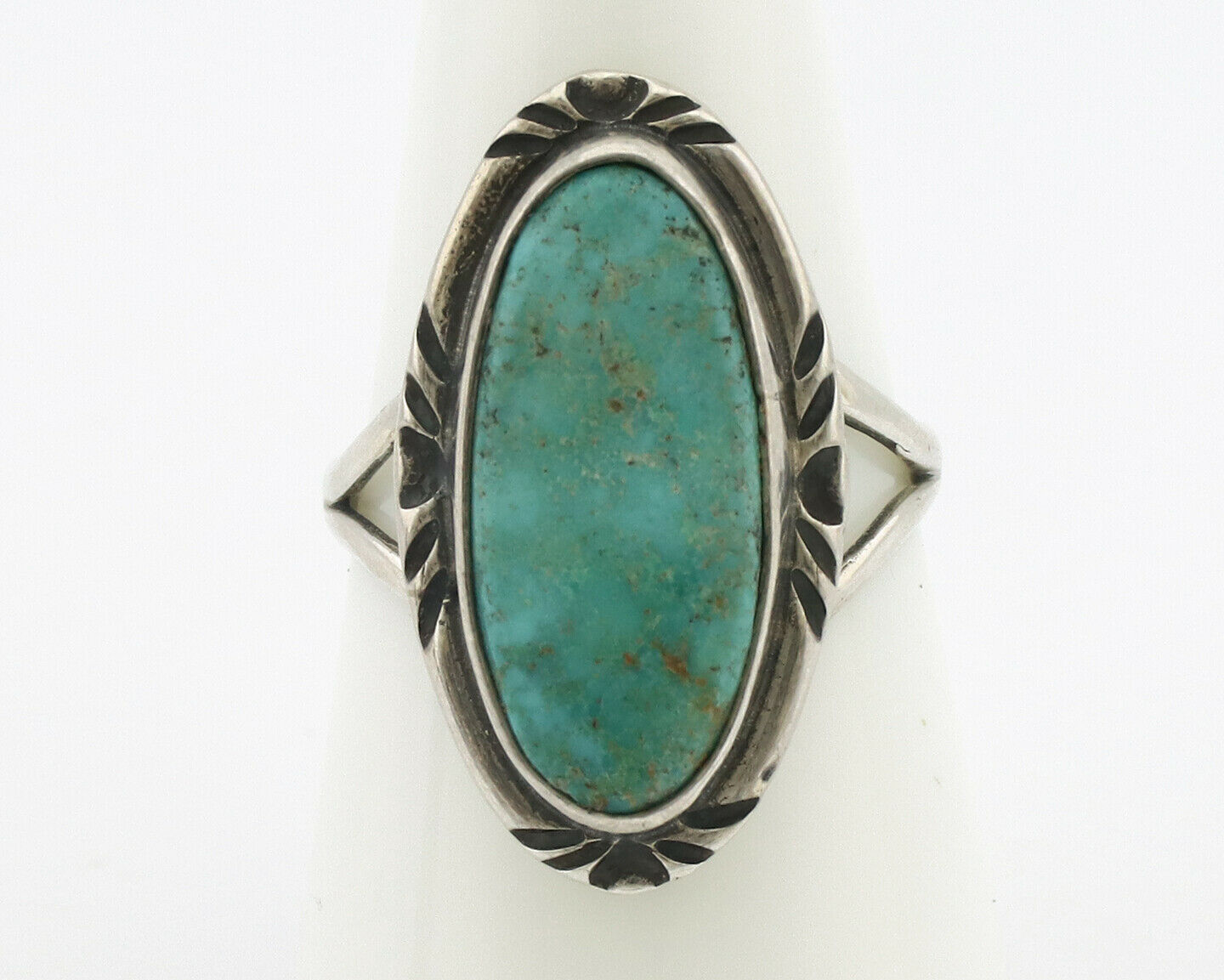 Navajo Ring .925 Silver Kingman Turquoise Native Artist Signed C.80's