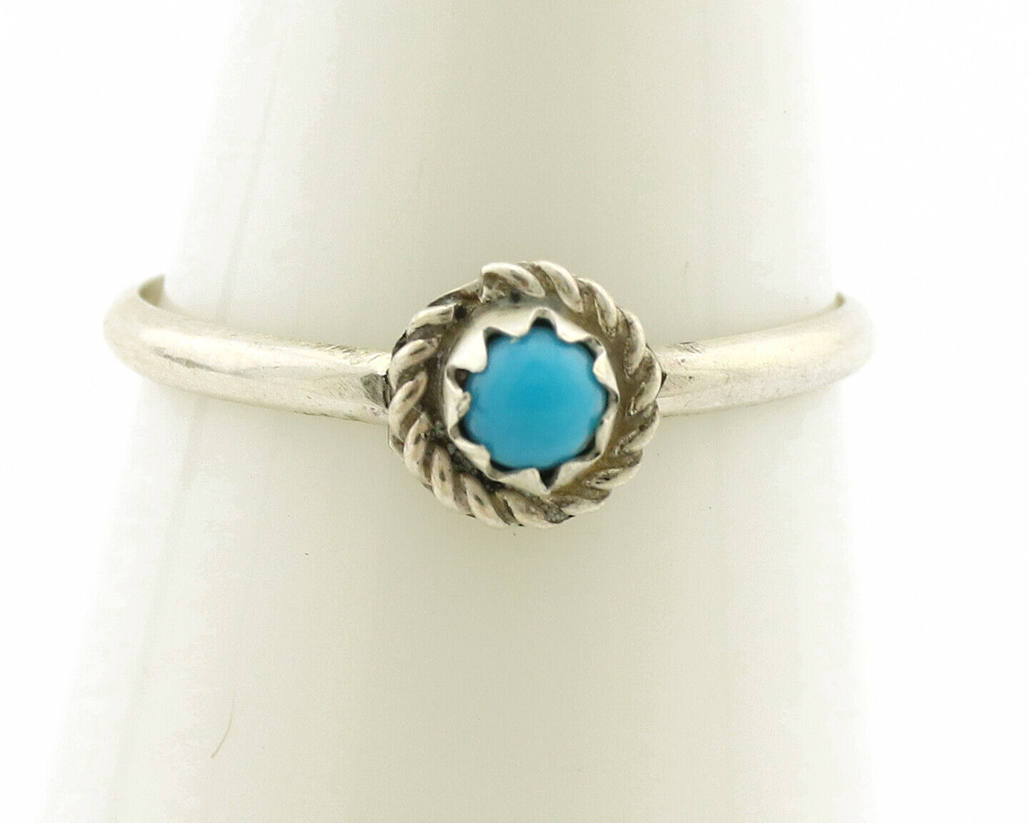 Navajo Ring .925 Silver Blue Turquoise Size 5.25 Native Artist C.1980s