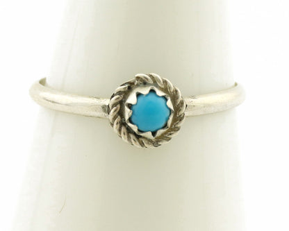 Navajo Ring .925 Silver Blue Turquoise Size 5.25 Native Artist C.1980s