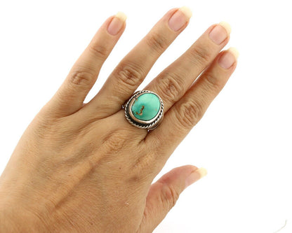Navajo Handmade Ring 925 Silver Green Turquoise Signed C Montoya C.80's