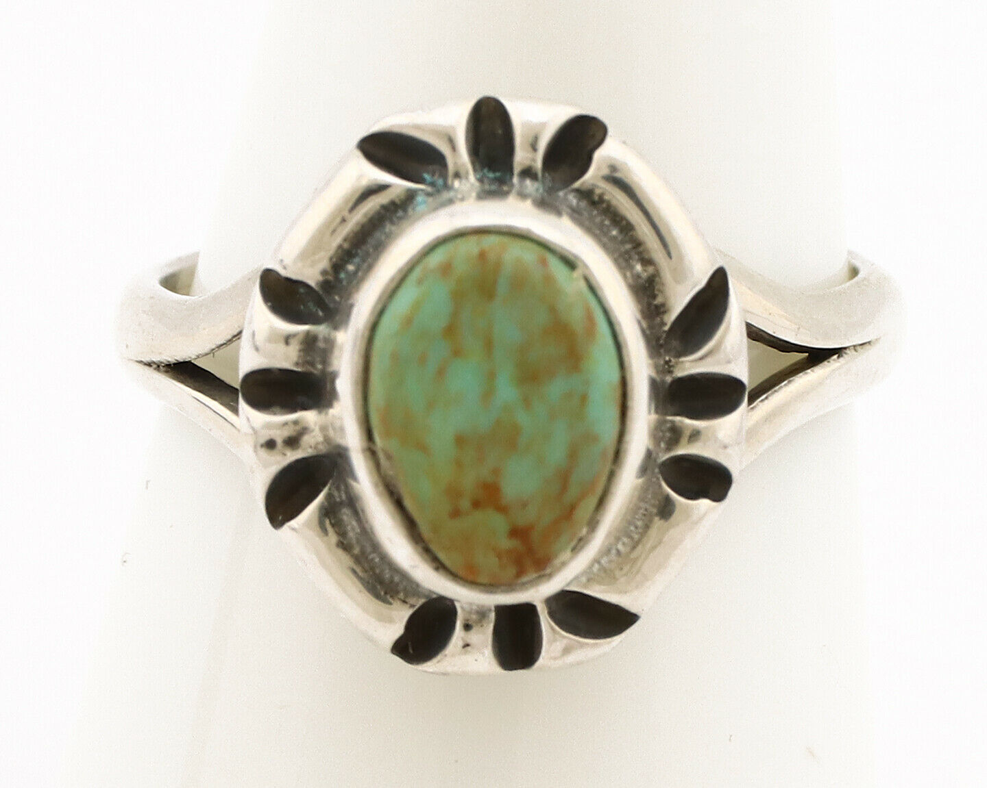 Navajo Ring .925 Silver Kingman Turquoise Artist Signed Gecko C.90's