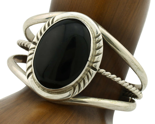 Navajo Bracelet .925 Silver Natural Black Onyx Artist Native American C.90's