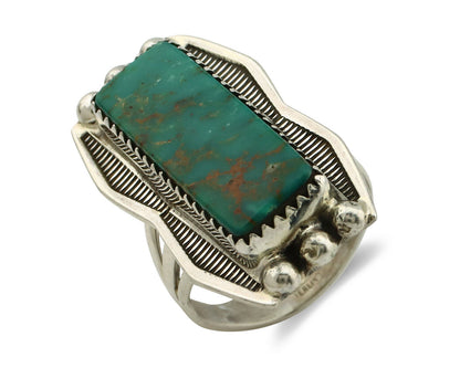 Navajo Ring .925 Silver Natural Aqua Turquoise Signed Apache C.80's