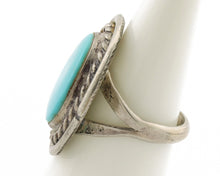 Navajo Ring .925 Silver Sleeping Beauty Turquoise Native American Artist C.1980s